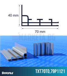 Aluminum profile for textile frames 70 mm - one-sided.