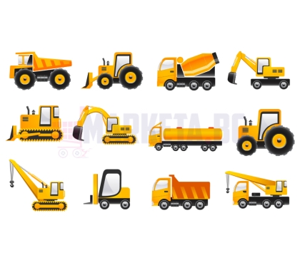 "Construction machinery" Set of stickers