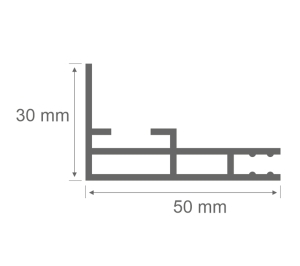 Aluminum profile for textile frames 50 mm - single sided.