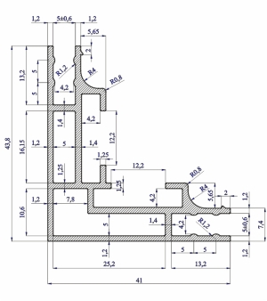 Aluminum profile for textile light frames 25 mm - single sided.