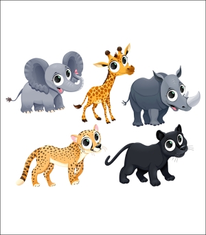 Стикери "Сладки африкански животни" Комплект