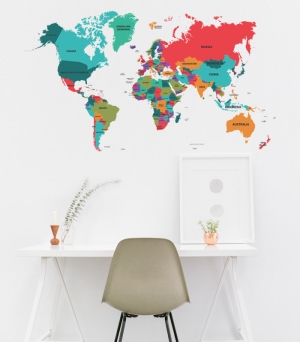 Стикер за стена "Карта на света