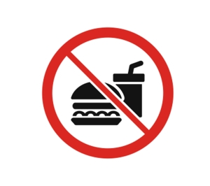 Стикер "Забранено за храна и напитки"
