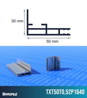 Aluminum profile for textile frames 50 mm - single sided.